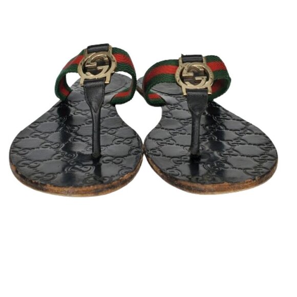 Gucci GG Web Stripe Thong Flip Flop Sandals - Picture 3 of 9